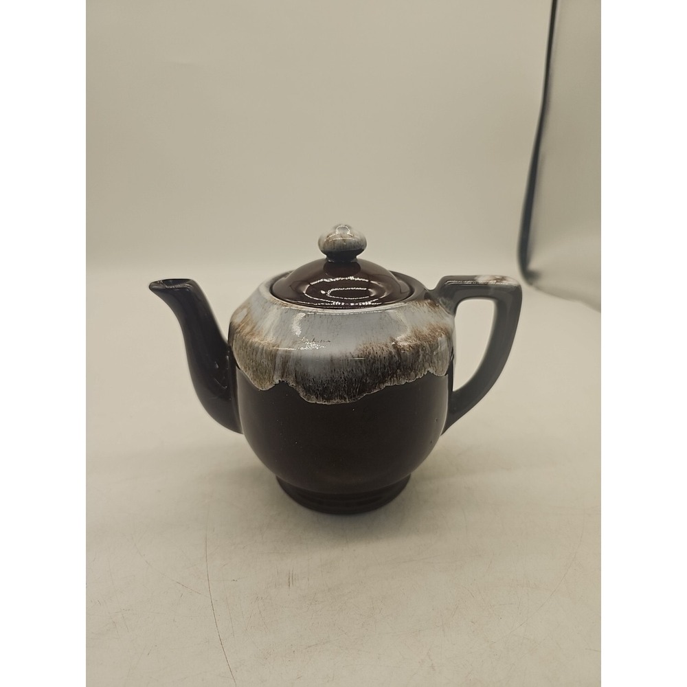 Brown White Ceramic Tea Pot Japan Drip Glaze With Lid  Small‎